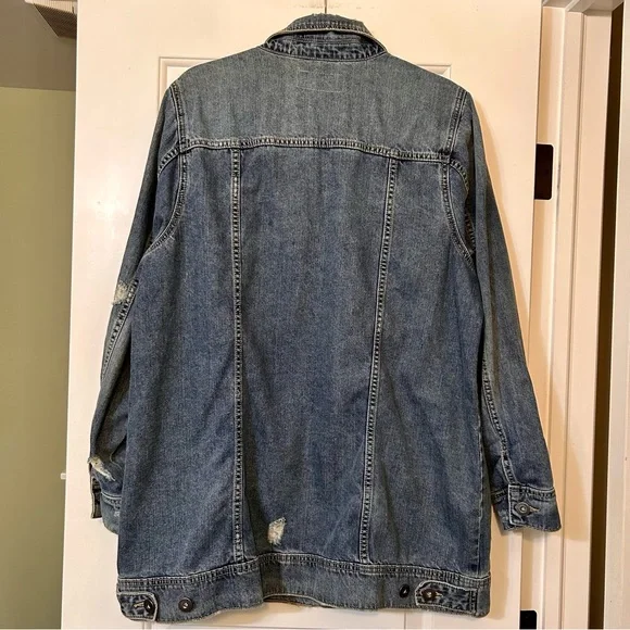 Torrid Classic Long Denim Jacket with Distressed Details Size 1X - Picture 4 of 10